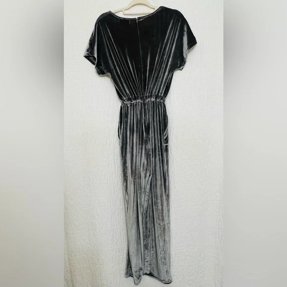 Silver Gray Velvet Maxi Dress – Size L - Picture 9 of 9